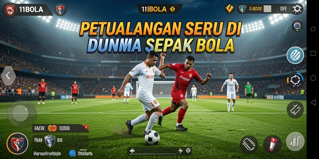 Screenshot gameplay menampilkan aksi seru di lapangan 11BOLA.