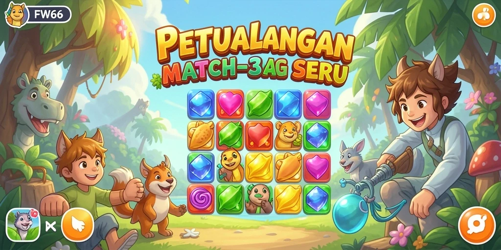 Screenshot gameplay FW66 yang menunjukkan tantangan mencocokkan objek.