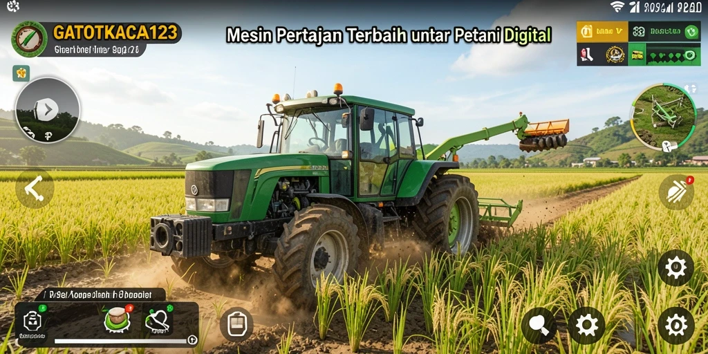 Tangkapan layar gameplay GATOTKACA123 menampilkan keseruan bertani di kebun.
