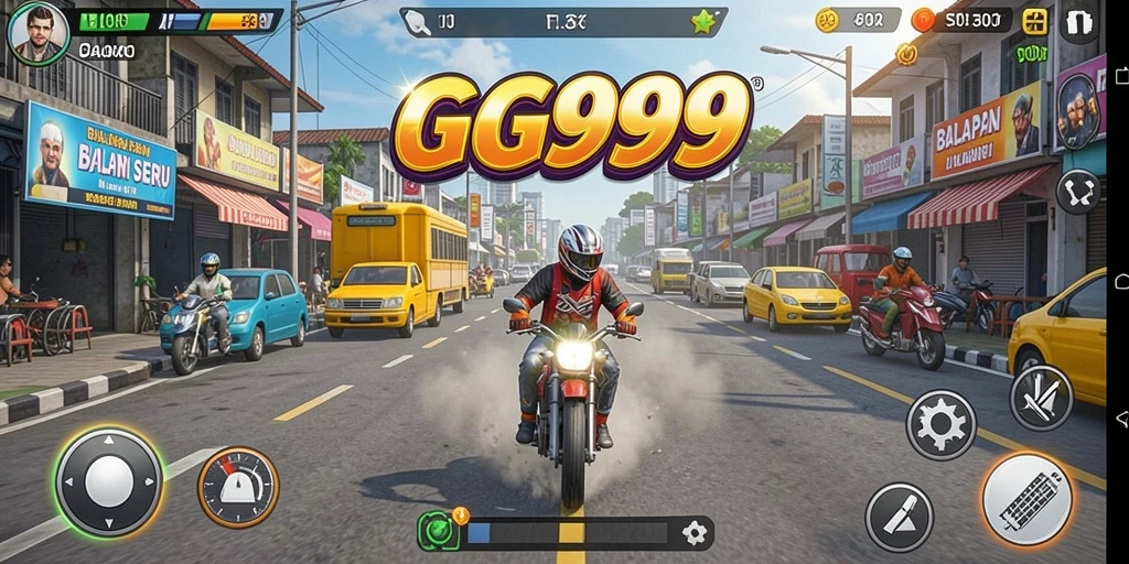 Tampilan dari gameplay Racing GG999 yang mendebarkan dan penuh aksi.