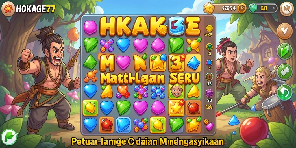 Gameplay HOKAGE77 yang seru dengan tantangan Match-3.