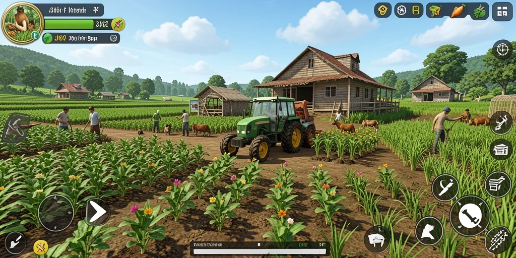 Tangkapan layar menunjukkan gameplay pertanian yang menawan di JJ62.