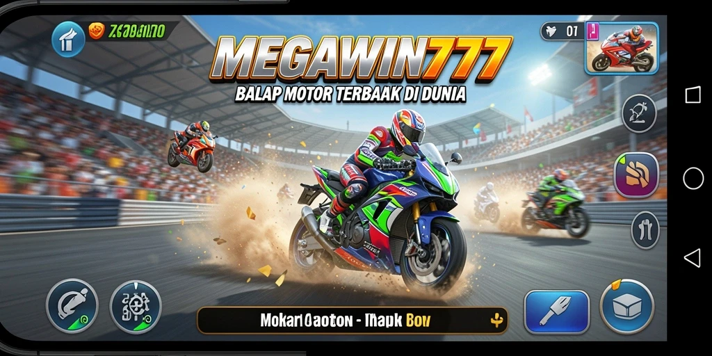 Gameplay menarik dari MEGAWIN777 dengan balapan motor seru.