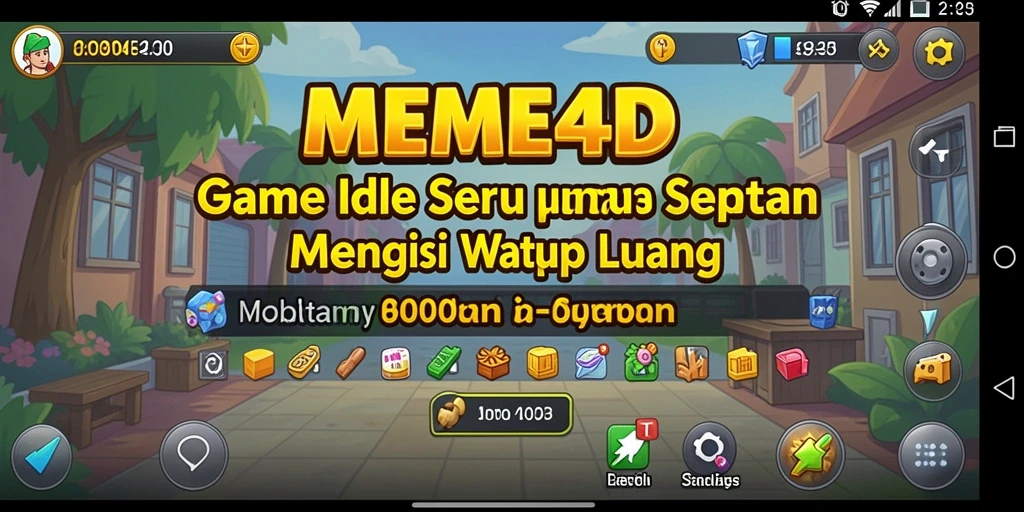 Screenshot utama MEME4D menampilkan gameplay seru dalam mengelola karakter.