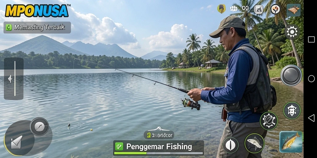 Tampilan menakjubkan dari game Fishing MPONUSA saat menangkap ikan.