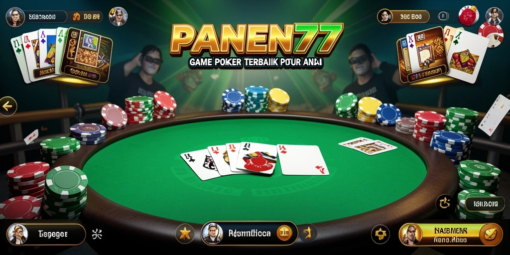 Screenshot utama menunjukkan gameplay poker yang menarik dan kompetitif.