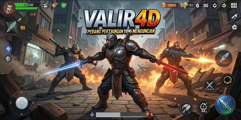 Tampilan gameplay intens dari VALIR4D dengan karakter Fighting yang beragam.