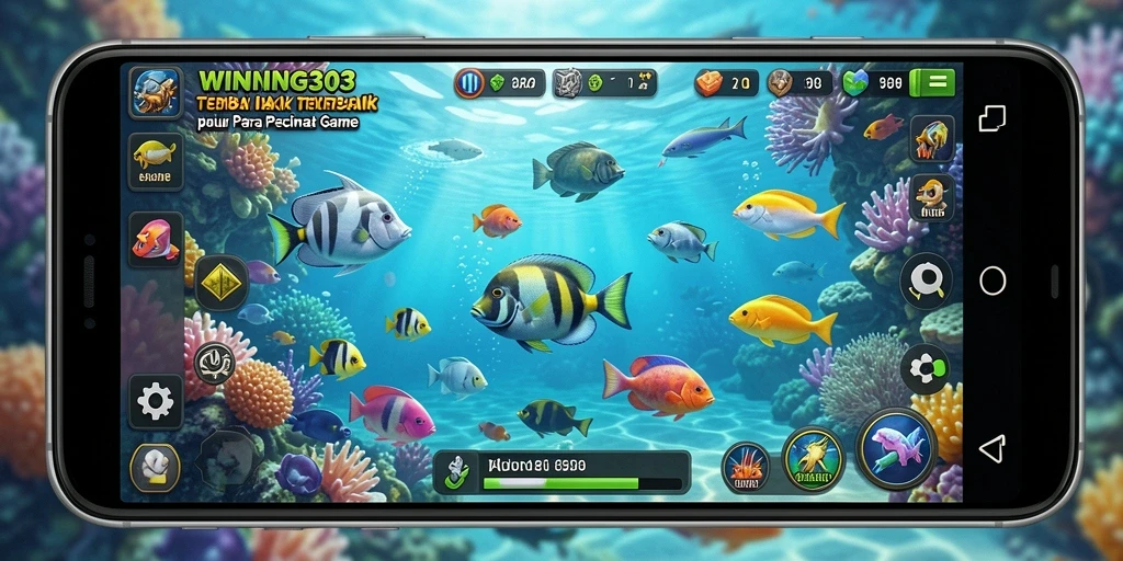 Tampilan gameplay mendebarkan dari WINNING303, menembak ikan di lautan.