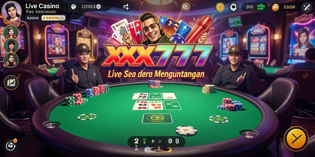 Screenshot gameplay Live Casino dengan dealer langsung dan interaksi menarik.